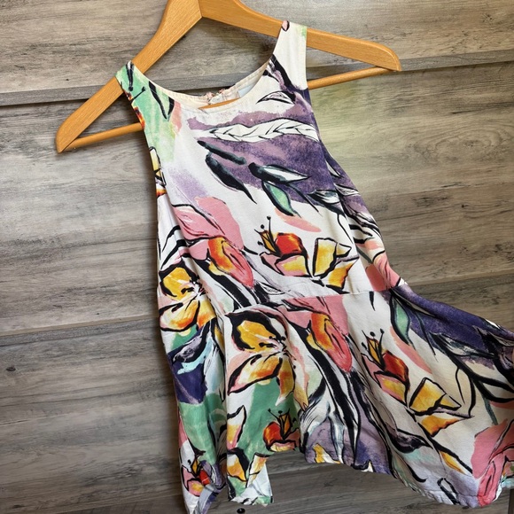 HD in Paris Floral Abstract Colorful Sleeveless Blouse Top Women's sz 8 preworn - Picture 1 of 14